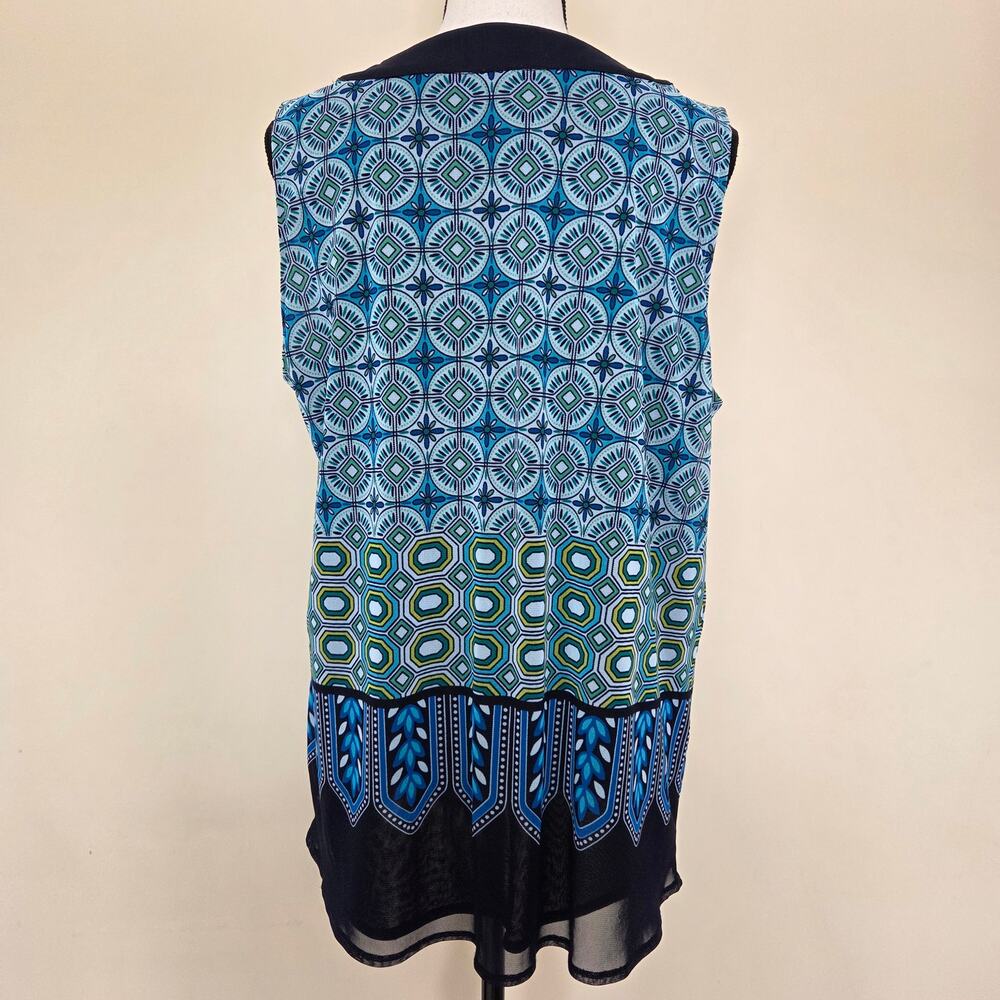 Rafaella Studio 1X Pullover Sleeveless Tunic Scoop Neck Pintuck Lined Top Blue - Picture 5 of 14